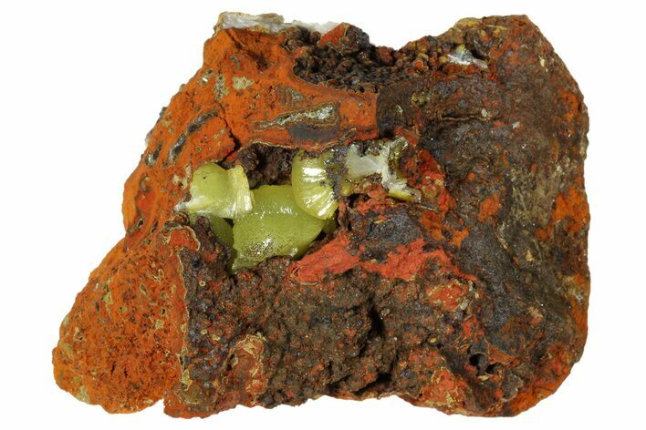 Yellow-Green Adamite Crystals On Limonite - Ojuela Mine, Mexico #183431